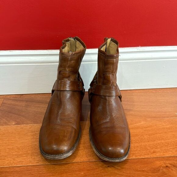 Frye Womens Brown Phillip Harness 76870 Leather Round Toe Zip Boots Size 8B - Picture 1 of 14